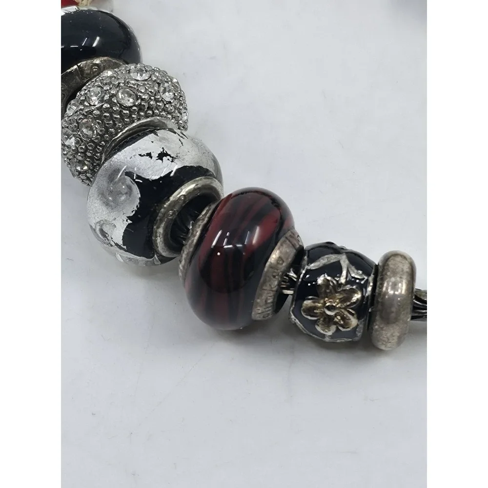 Trollbeads‎ LAA 925 Silver Fish Lock Bracelet Murano Glass Red Cornicello Charm